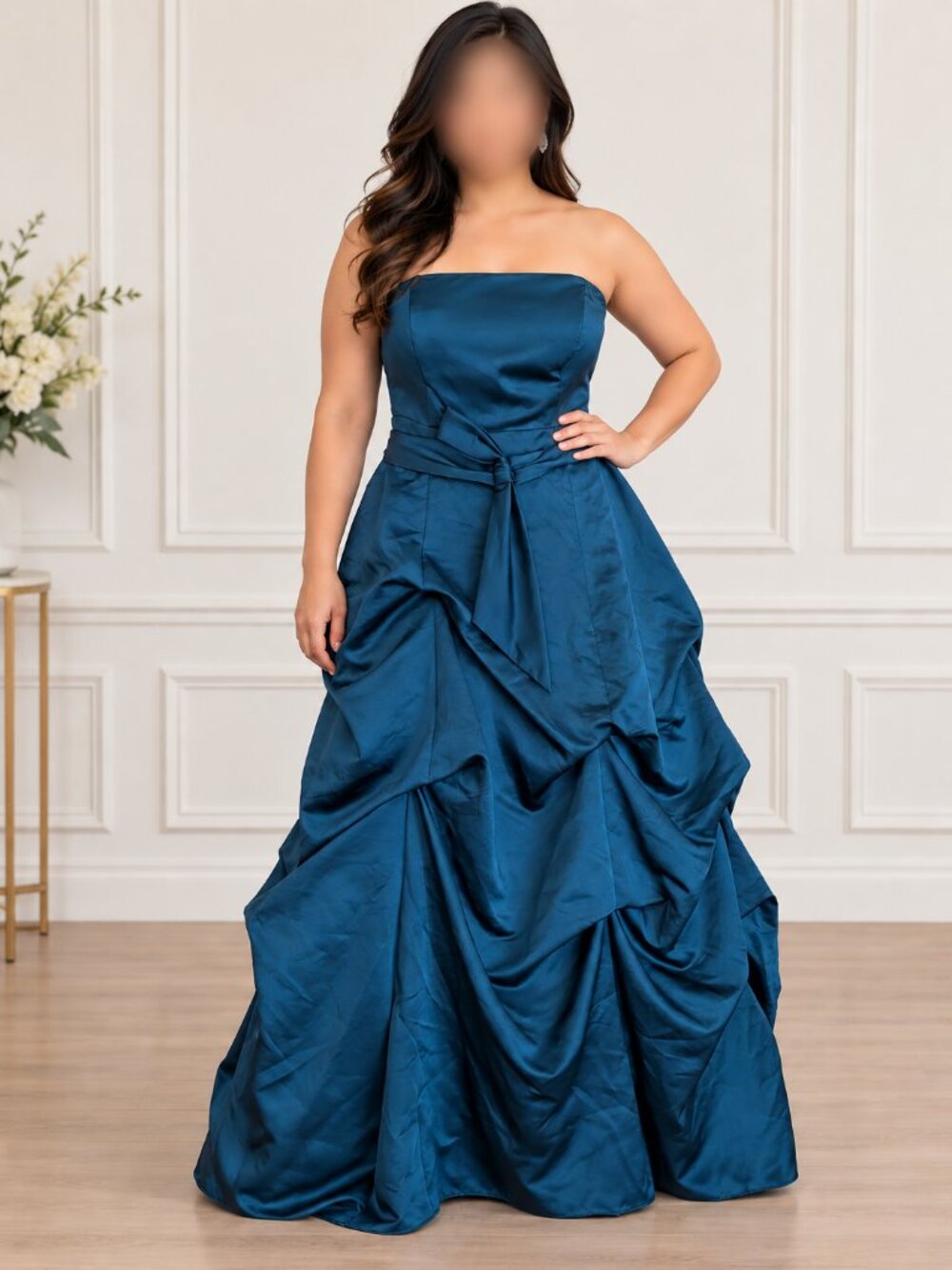 David’s Bridal Teal Strapless Pick-Up Gown – Size 18 – New with Tags
